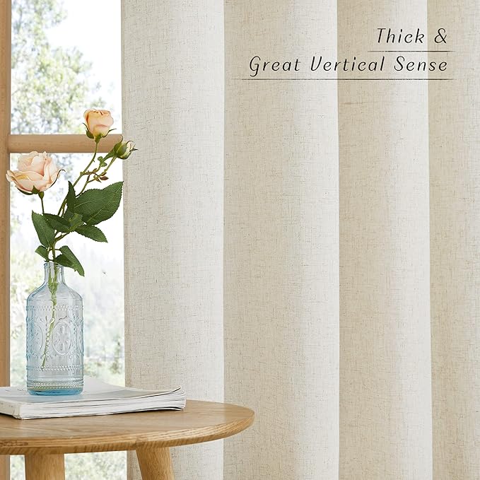 NICETOWN Flax Natural Linen 78 inch Curtains - Image 5