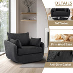 360° Swivel Accent Armchair Set of 2, 39.3" Oversized, Sherpa Boucle Fabric Sofa Chair with Removable Back & Arm Pillows, Swivel Chairs with Cozy Soft Padded, No Assembly Required, Dark Gray