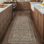 2x5 Brown Vintage Floral Washable Area Rug - Image 3