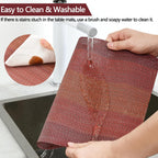 Placemats Set of 6 - Easy Clean Washable Vinyl Placemats - Wipeable Heat Resistant Table Mats for Dining Table - 17.7x11.8 Inch (6, Red Gradient)