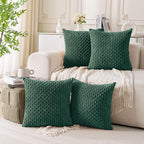 Set of 4 Dark Green Decorative Throw Pillow Covers 22x22 Inch Corduroy Pillow by Cozoomy