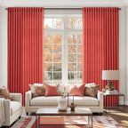 Christmas Red Linen Curtains 84 Inch Length 2 Panels Set - Image 6