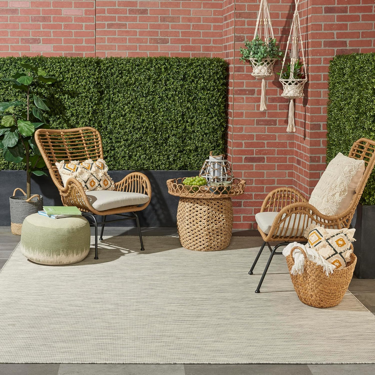 Nourison Home Positano 9' x 12' Light Grey Modern Indoor/Outdoor Rug Polypropylene