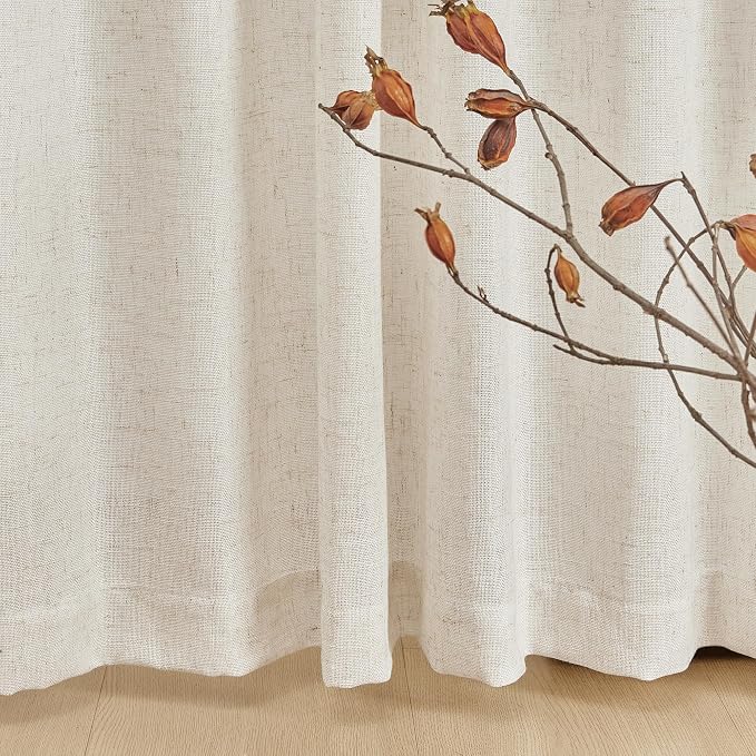 MYSKY HOME Country Curtains for Sliding Glass Door, Back Tab Semi Sheer Curtain - Image 5