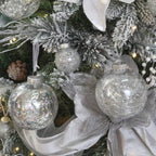 Sea Team 50mm/1.97" Shatterproof Clear Plastic Christmas Tree Ball Ornaments Set, Decorative Hanging Transparent Xmas Baubles with Stuffed Delicate Decorations (30 Counts, Silver)
