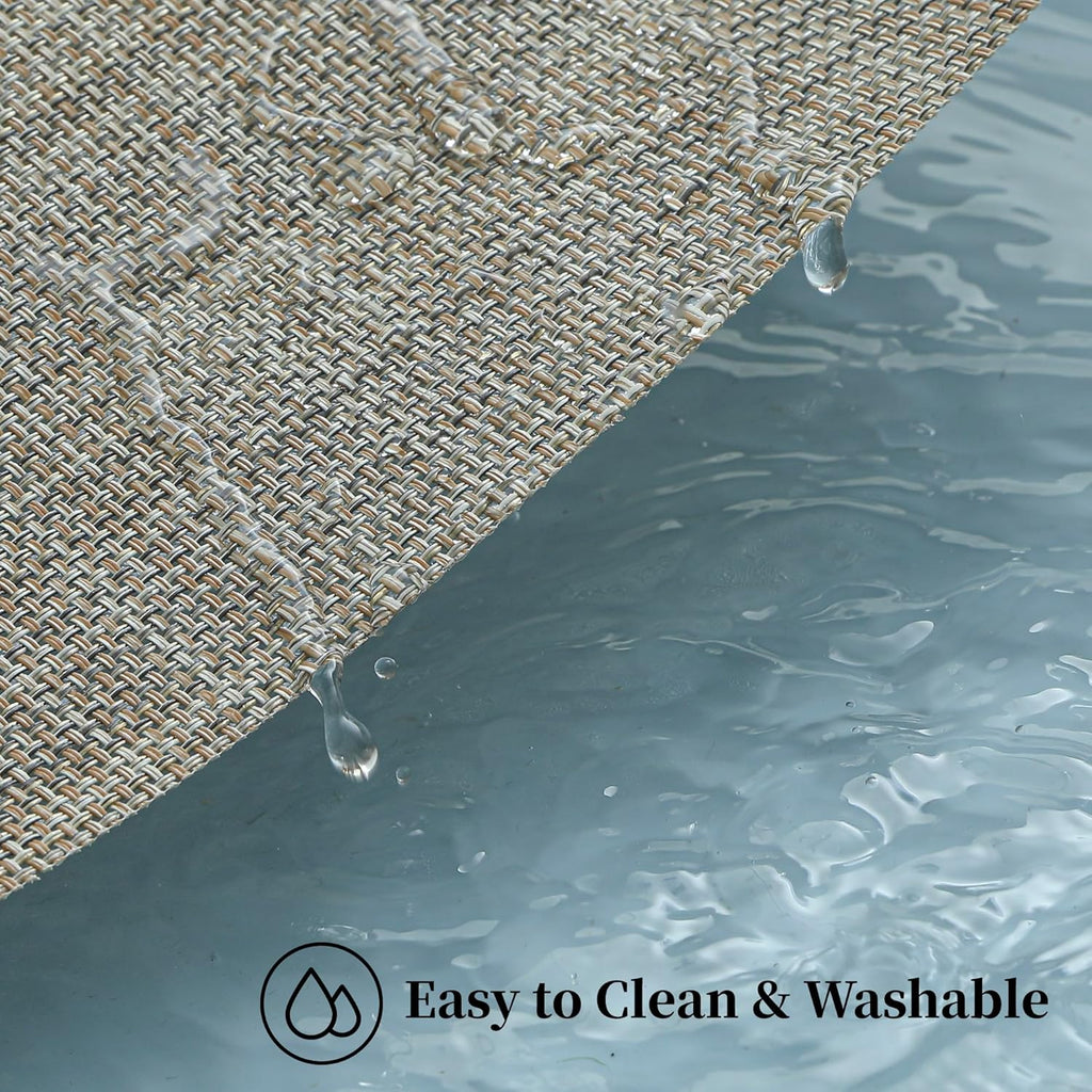 Leetaltree Linen Yellow Placemats Set of 6 - Heat Resistant Non-Slip Place mats for Dining Table, Washable Durable PVC Vinyl Woven Table Mats（Linen Yellow, 6）