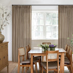 Farmhouse 80 Inch Brown Tan Pinch Pleated Linen Semi Sheer Curtains 2 Panel | - Image 7