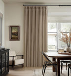102 Inch Light Brown Thick Linen Pleated Semi Sheer Curtains - Image 8