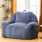 Giant Bean Bag Chair, Faux Fur Bean Bag Chair for Adults, Fluffy and Comfy Bean Bags with Filler, Big Bean Bag Sofa Chair for Reading, Gaming, Stuffed High-Density Foam, Grey