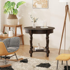 MODERION Oval End Table with Drawer, Solid Wood Sofa Side Table with Storage Shelf, Traditional Living Room Corner Table, Nightstand, Easy Assembly 28” x 22” x 24” Retro Walnut CJZ2233DC