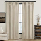 Memory Trained Pinch Pleated Linen Sheer Warm Beige Curtains 84 Inch Length | by PleatedDrapes
