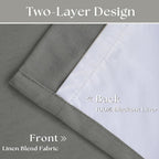 Dark Grey Linen 100% Black Out 120 Inch Curtains - Image 4