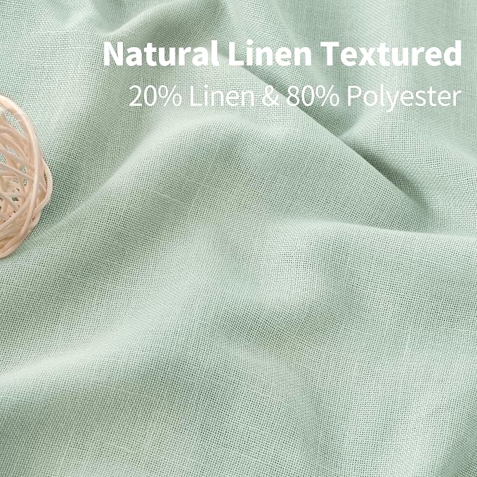 YoungsTex Mint Green Linen Semi Sheer Curtains 84 Inches Length - Image 3