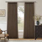 Thick Linen Pleated Brown Blackout Double Layer Curtains 90 Inches Long | Room by Twodrapes