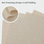 Leetaltree Beige Placemats Set of 20 - Heat Resistant Non-Slip Place mats for Dining Table, Washable Durable PVC Vinyl Woven Table Mats（Beige, 20）