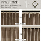 Dark Brown Pinch Pleat Light Filtering Thick Linen Kitchen Curtains 50Wx54L | - Image 6