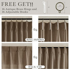 72 Inch Thick Linen Dutch Cocoa Semi Sheer Pinch Pleated Curtains 2 Panels | - Image 2
