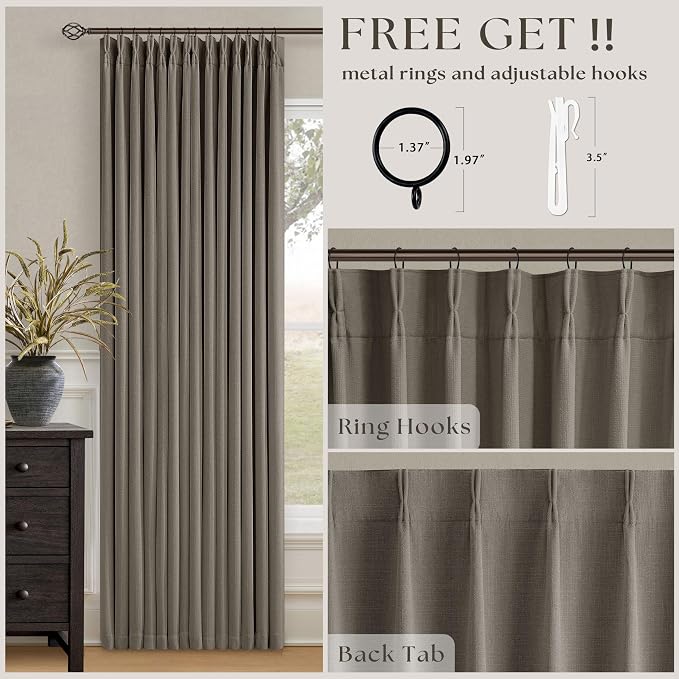 Taupe Grey Pleated Linen Blackout 80 Inch Curtains - Image 5
