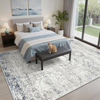 Soalmost 6x9 Area Rug for Living Room Washable Rugs Non-Slip Blue/Ivory | - Image 3