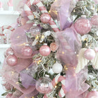 Sea Team Shatterproof Clear Plastic Christmas Ball Ornaments Decorative Xmas Balls Baubles Set with Stuffed Delicate Decorations (100mm/3.94 inch 16-Pack, Pink)