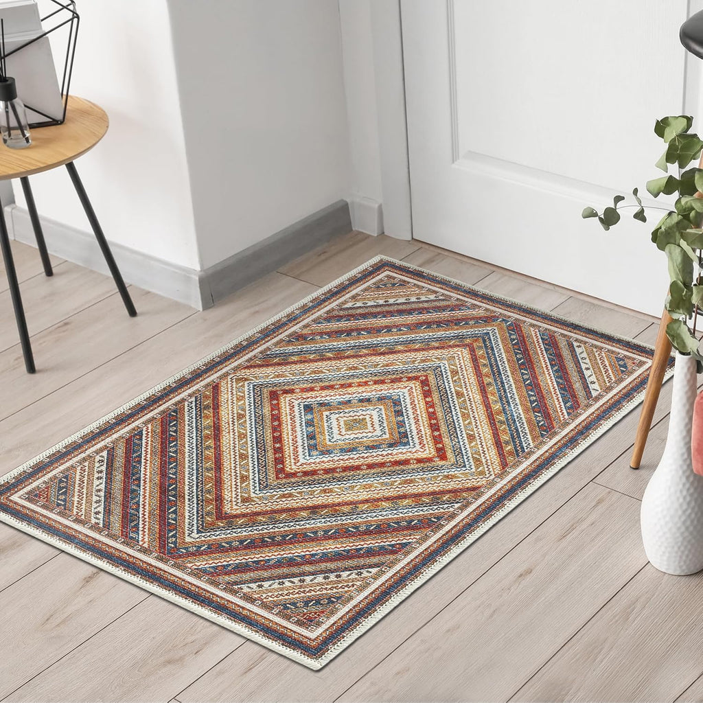 Keen Home Design 2x3 Rug - Machine Washable Entry Rug with Non-Slip Backing, Ideal for Enteryway, Kitchen, Bathroom, Laundry Room - Vintage, Easy Clean, Durable, Low Pile Rug - (2' x 3')