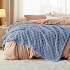 Bedsure GentleSoft Ashley Blue Throw Blanket for Couch - Super Soft Cozy Blankets Gifts for Women Men Girls, Cute Small Fleece Throws for Bedroom Home Decor, 50x70 Inches