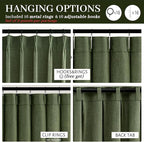 PleatedDrapes Dark Olive Green Pleat Memory Shape Linen Curtains 84 Inch Length - Image 4
