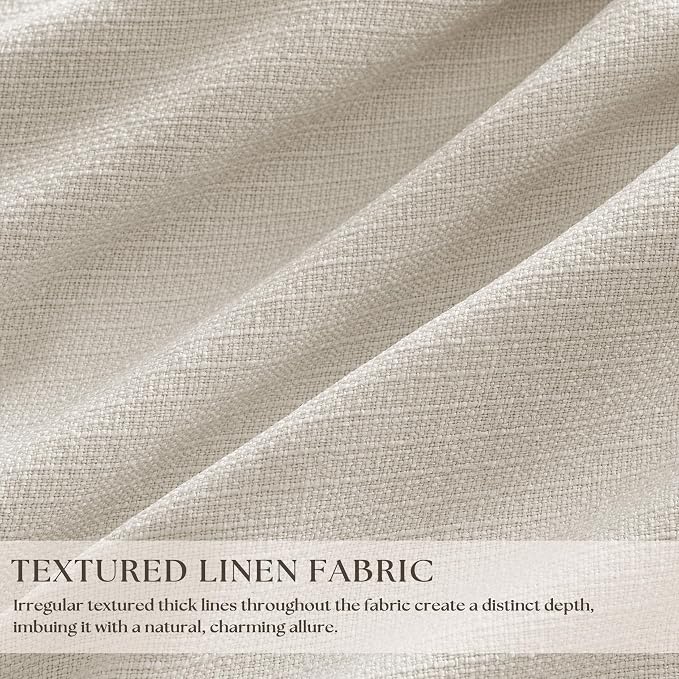 Natural Extra Wide Pleated Linen Blackout Curtains 84 Inches Long 70W x 84L | - Image 2