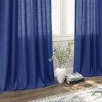 Classic Blue Linen Curtains 72 Inch Length - Image 6