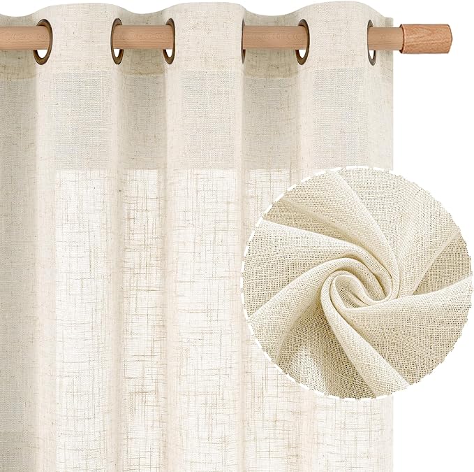 Natural Linen 54 Inch Length Curtains by LAMIT