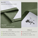 84 Inch Olive Green Linen Pinch Pleated Blackout Curtains Dual Layer | 100% - Image 6