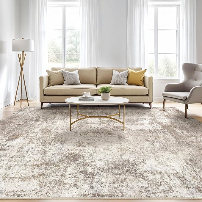 LOONGRUG 6x9 Area Rugs Washable Neutral Modern Living Room Rug Brown Beige | - Image 5