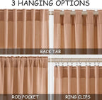 Peach Quartz Curtains 84 Inch Long 2 Panels Set Back Tab Rod Pocket Linen Blend - Image 2