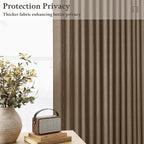 Dutch Cocoa Pleated Thick Linen Semi Sheer Curtains 108 Inch Long 2 Panels | - Image 3