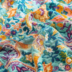 Boho Blanket Throw Quilt, 100% Cotton Soft Light Weight Throw Blankets for Summer, 60"x80" Farmhouse Flower Decorative Blankets, All Season Rustic Reversible Bohemian Throw Quilt