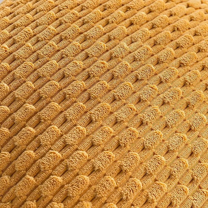 Set of 4 Mustard Yellow Decorative Throw Pillow Covers 18x18 Inch Corduroy - Image 5