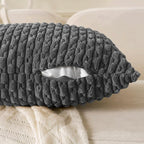 Set of 4 Dark Grey Decorative Throw Pillow Covers 20x20 Inch Corduroy Pillow - Image 4