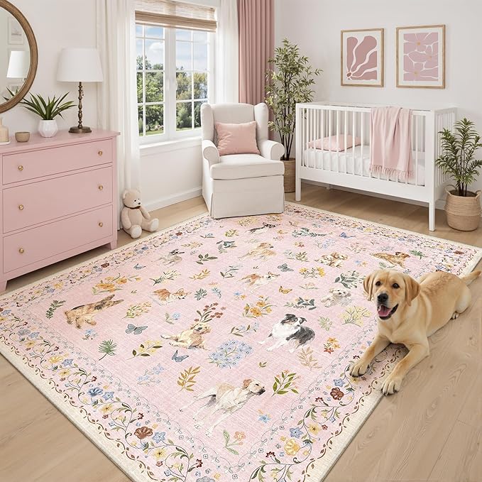 Soalmost Dog 5x7 Pink Area Rugs by Soalmost
