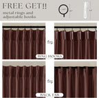 Chestnut Brown Thick Linen Pinch Pleated Curtains 120 Inches Long 2 Panels | - Image 5