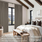 Taupe Pleated Linen Blackout Curtains 84 Inch Long - Image 4