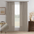Linen Taupe Pinch Pleat Memory Shaped Light Filtering Curtains 96 Inch Long | by Twodrapes