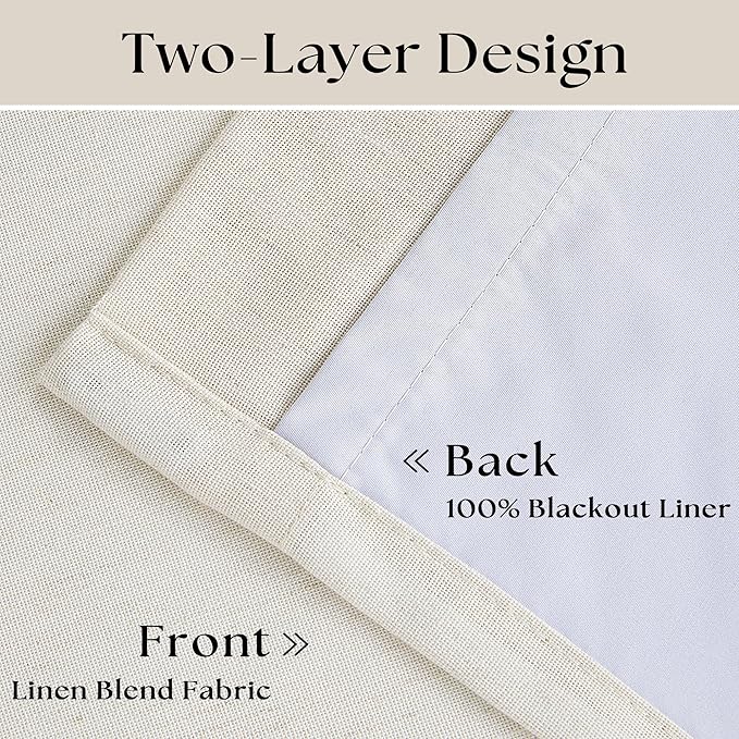 102 Inches Long Pinch Pleated Linen Blackout Curtains - Image 4