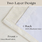 Natural Pinch Pleat 100% Blackout Linen 102 Inch Long Curtains 60 Inch Wide | 2 - Image 3