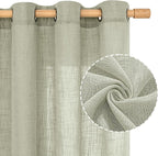 Linen Curtains for Living Room 84 Inch Length, Bronze Grommet Light Filtering - Image 2
