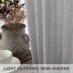 Pitalk Grey Linen Curtains 5 FT Wide by 84 Inch Length - Image 4