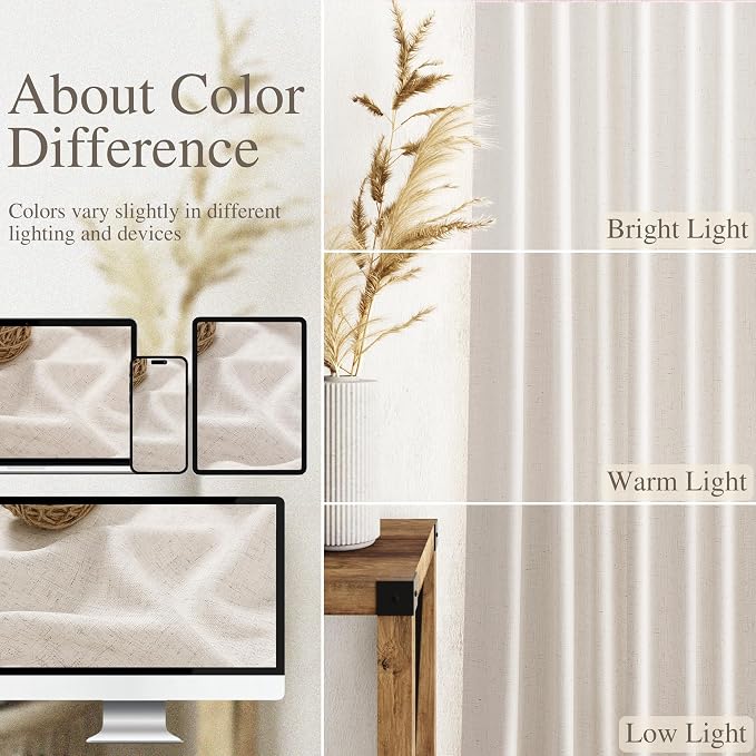 Beige Linen Curtains 84 Inches Long - Image 4