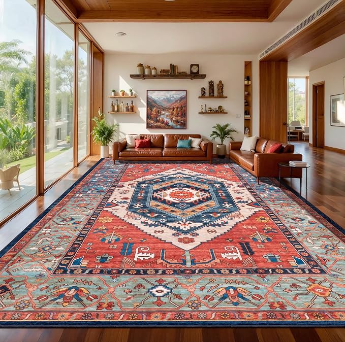 SERISSA 10x12 Washable Non Slip Boho Area Rug by SERISSAHomeDecorCollection