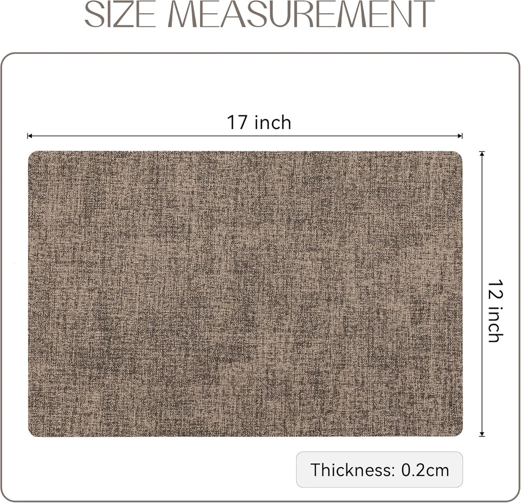 Romanstile Vinyl Placemats Set of 8-12 X 18 Inch - Heat Resistant Place Mats 100% Waterproof Oilproof Wipeable Reversible Faux Leather Table Mats for Kitchen/Dining/Party/Outdoor, Coffee