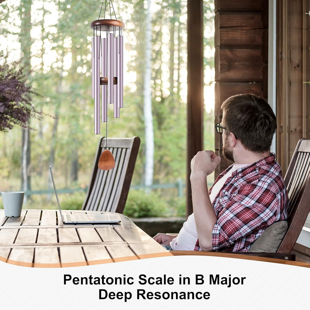 Large Aluminium Wind Chimes 37 Inches to Create a Zen Atmosphere Suitable for Outdoor, Garden, Patio Decoration. Classic Wind Chimes with Wind Catcher Suitable as A Gift for Unisex(Purple)