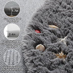 Grey Round Rugs 8ft for Living Room, Fluffy Bedroom Circle Area Rug, Soft Plush - Image 2